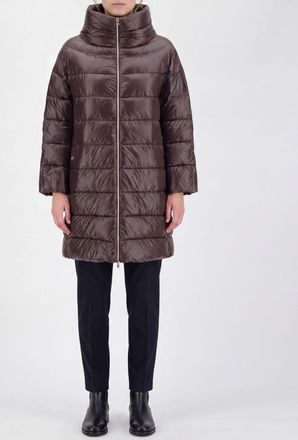 Herno Piumino lungo in nylon trapuntato con collo alto e imbottitura in piuma