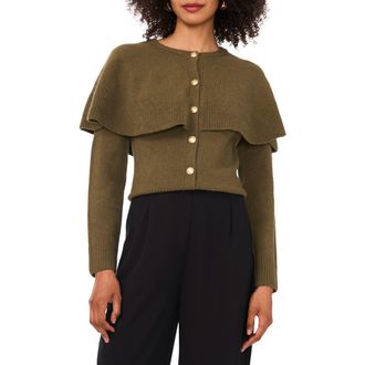 Vince Camuto Cape Detail Cardigan in Burnt Olive at Nordstrom Rack, Size X-Large