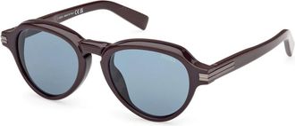 Ermenegildo Zegna Zonnebril met gedurfd ontwerp in donkerbruin acetaat - Heren - Zonnebrillen - Bruin - ONE Size - Accessoires