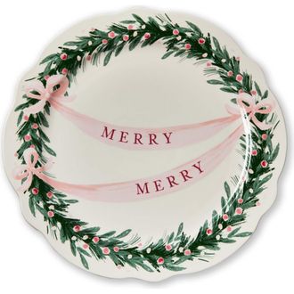 Tag Very Merry Round Ceramic Platter Multicolor Dishwasher Safe in Multicolored at Nordstrom