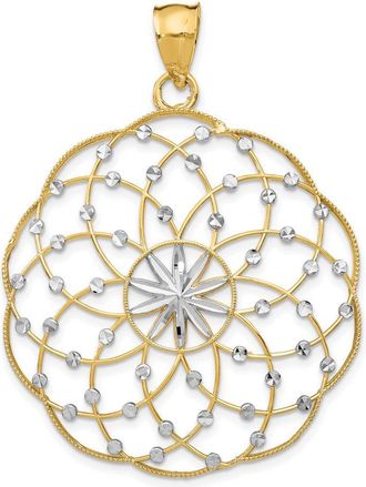 Diamond2Deal 14k Yellow Gold Rhodium Diamond Cut Sphere Pendant