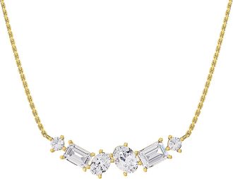 Diamond2Deal 14k Yellow Gold 3 Ct Multi Shape Lab Grown Diamond Pendant Necklace 18 Chain VVS-VS, E-F