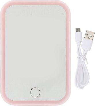 OEM Espejo De Maquillaje Led Rosa Con Control T&aacute;ctil, Espejo De Tocador Cuadrado Giratorio Con Brillo Ajustable Para Oficina