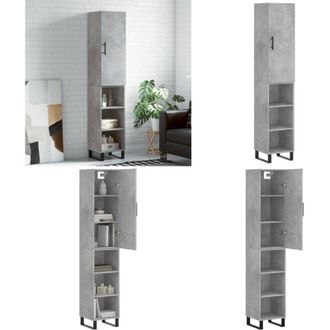 vidaXL Credenza Grigio Cemento 34,5x34x180 cm in Legno Multistrato - Credenza grigio cemento - Credenza moderna