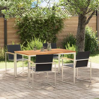 Berkfield Home 5 Piece Garden Dining Set Solid Wood Teak in Brown