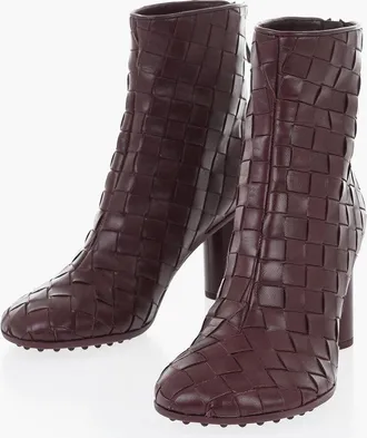 Bottega Veneta Stivaletti in Pelle Intrecciata ATOMIC con Tacco Cilindrico 8cm Bottega Veneta