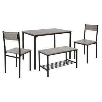 ML Design Juego de comedor de 4 piezas muebles roble gris
