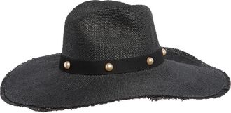 Steve Madden Boho Glam Studded Straw Hat in Black at Nordstrom Rack