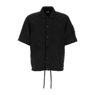 C.P. Company Short Sleeve Shirts, male, Black, Size: M Nylon Shirt