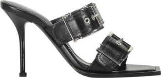 Alexander McQueen Elegante Mules met Hoge Hak - Dames - Muiltjes - Zwart - 40 EU - Leer - Schoenen
