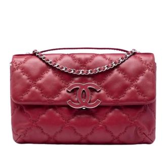Chanel Pre-owned Hamptons Flap - Dames - Pre-owned - Rood - Maat: ONE Size Leer