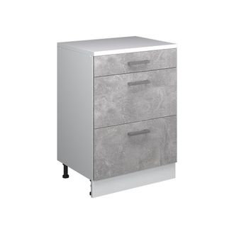 Vicco Armario De Cocina Para Techo Inclinado R-line, Hormig&oacute;n, 60 Cm Sin Inclinaci&oacute;n Con 3 Cajones, Vicco