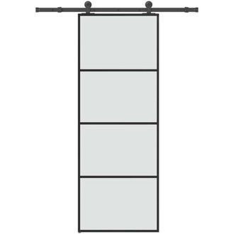vidaXL Vidaxl - Puerta Corredera Con Set Herrajes Vidrio Esg Aluminio 76x205 Cm