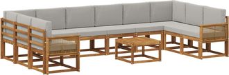 vidaXL Conjunto De Sof&aacute;s De Exterior 11 Uds. Natural Y Gris Claro Vidaxl