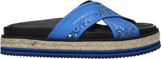 Kenzo Womens Platform Bandana Print Sandals - Medium Blue Textile - Size EU 37