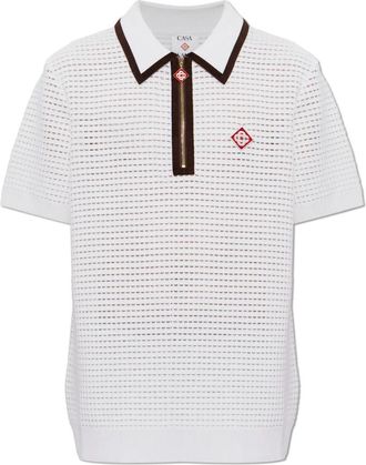 Casablanca Wol Polo Shirt Met Logopatch - Heren - Polos - Beige - L - Wol - Tops
