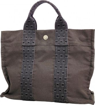 Herm&egrave;s Gray Canvas Tote Bag (Pre-Owned)