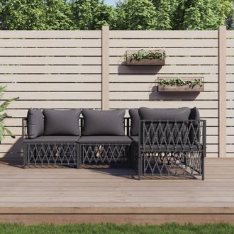 vidaXL Juego Muebles De Jard&iacute;n 4 Pzas Y Cojines Acero Gris Antracita Vidaxl