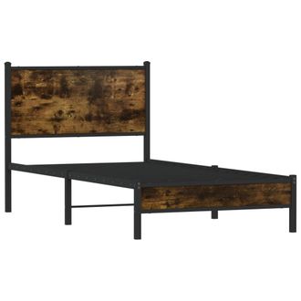 vidaXL Estructura De Cama Sin Colch&oacute;n Metal Roble Ahumado 90x190 Cm Vidaxl