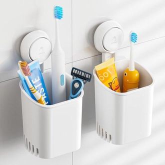 OEM Dailygoods - Juego De 2 Vasos Para Cepillos De Dientes Con Ventosa Para El Ba&ntilde;o