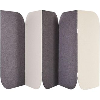 Beliani Pannello acustico decorativo moderno pieghevole a 5 pannelli con struttura in acciaio poliestere grigio e beige Shady