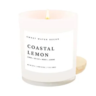 Sweet Water Decor Cashmere and Vanilla 11 oz Soy Candle in Coastal Lemon at Nordstrom