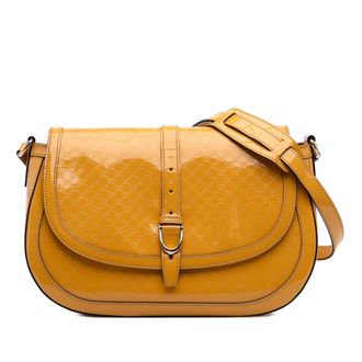 Gucci Pre-owned Womens Microguccissima Patent Stirrup Crossbody - Orange Leather - One Size
