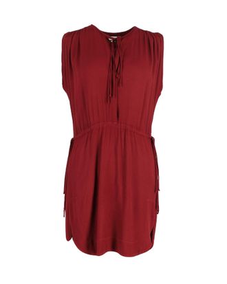 Isabel Marant Isabel Marant mouwloze mini-jurk met trekkoord in de taille in bordeauxrood katoen