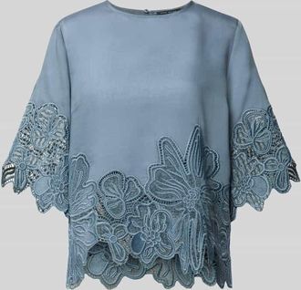 Copenhagen Muse Blusenshirt aus Lyocell-Mix mit Spitze Modell MOLLY in Rauchblau, Gr&ouml;&szlig;e XL