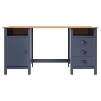 Berkfield Home Desk Hill Grey 150x50x74 cm Solid Pine Wood in Dark Blue | Size: 150 x 50 x 74 cm