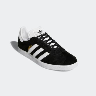 adidas Sneaker ADIDAS ORIGINALS GAZELLE, Herren, Gr. 42,5, schwarz-weiss (core schwarz, wei&szlig;, gold metallic), Leder, Synthetik, Schuhe Sneaker