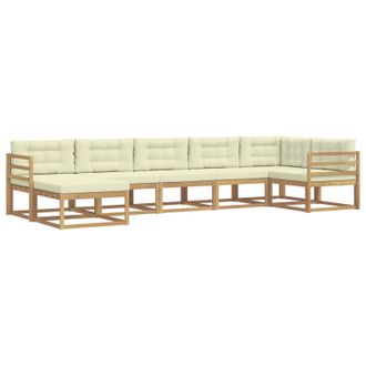 vidaXL Conjunto De Sof&aacute;s De Exterior Con Coj&iacute;n 7 Pcs Blanco Y Crema Vidaxl