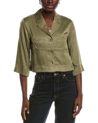 Ganni Washed Satin Crop Shirt