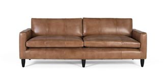 Giner&Colomer Sof&aacute; tapizado fabricado en piel y acabado camel 220cm