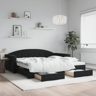 vidaXL Sof&aacute; Cama Nido Con Cajones Terciopelo Negro 100x200 Cm Vidaxl