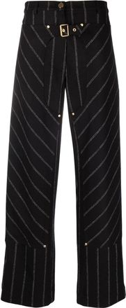 Stella McCartney striped straight-leg trousers - women - Wool - 48 - Black