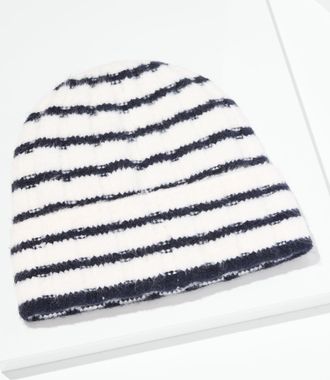 Talbots Soft Ribbed Beanie - Stripe - Ivory - 001 Talbots