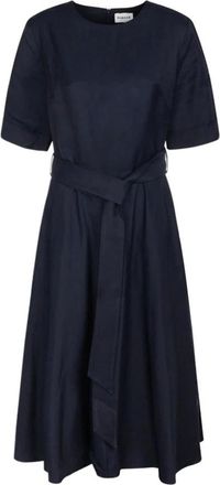 P.A.R.O.S.H. Midi Dresses, female, Blue, Size: S Blue Belted Flared Midi Dress