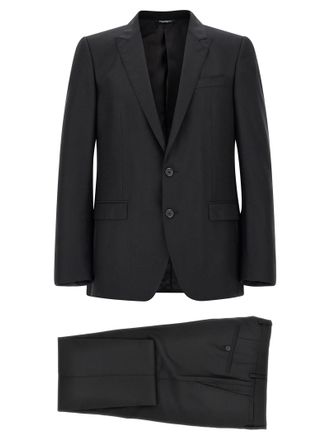 Dolce & Gabbana Black Virgin Wool Two-Piece Mens Suit