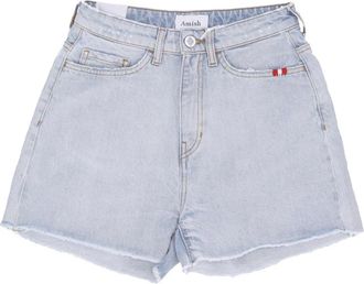 Amish Denim Shorts Ivy Franje Onderkant - Dames - Denim shorts - Blauw - W30 - Denim - Korte Broeken