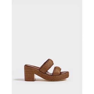 Marion Parke Amelia Platform | Nappa/Raffia in Dark Brown at Nordstrom, Size 40.5