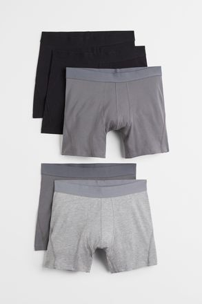 H&M 5er-Pack Halblange Trunks mit Lycra - Grau