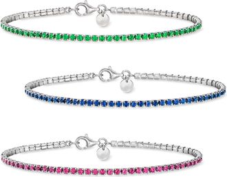 Ross-Simons Italian Simulated Emerald, Ruby and Sapphire Jewelry Set: 3 Tennis Bracelets in Sterling Silver