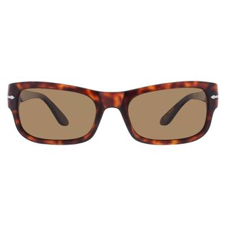 Persol Polarized Brown Rectangular Unisex Sunglasses PO3326S 24/57 57