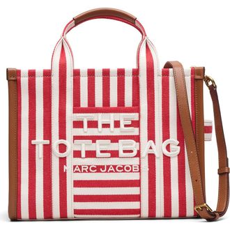 Marc Jacobs The Stripe Canvas Medium Tote in True Red Multi at Nordstrom