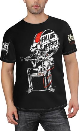 Generic Mens in Reverse Rock Band Falling Classic T-Shirt Multi-Pattern Prints Crew Neck Short-Sleeve Unlock New Summer Streetwear Styles Casual Multicoloured