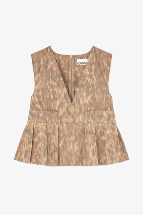 Ganni Burro Top in Printed Cotton - Size 10/12 Organic