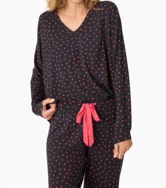 PJ Salvage Sweet Dreams Long Sleeve Pajama Top In Black