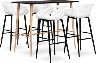 vidaXL Mesa Alta Y Taburetes De Bar 5 Piezas Negro Y Blanco Vidaxl