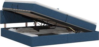 vidaXL Cama Con Almacenamiento Y Colch&oacute;n Azul 200 X 200 Cm Terciopelo Vidaxl